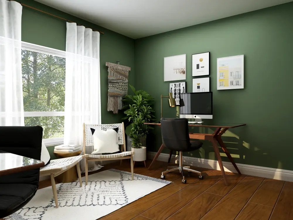 Green home office interior design