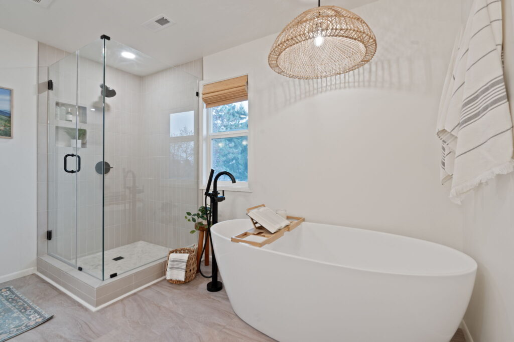 This is a picture of the standup shower & freestanding tub.