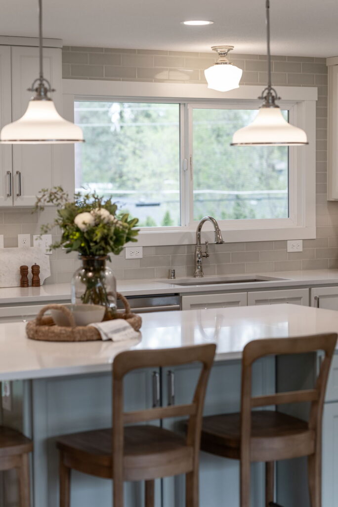 New light fixtures in the remodeled kitchen