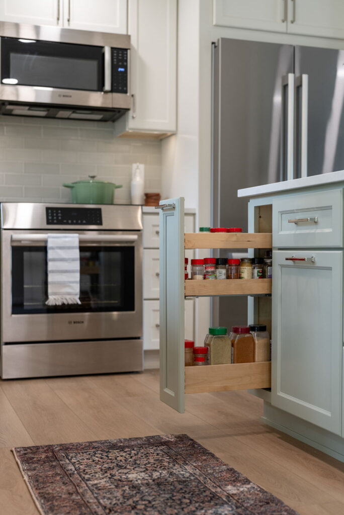 Kitchen island storage after the remodel